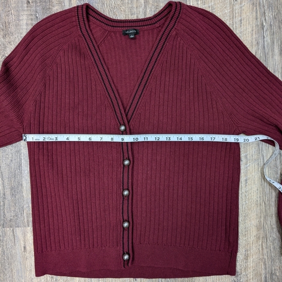 Talbots Burgundy Ribbed Cardigan Sweater - Picture 4 of 8